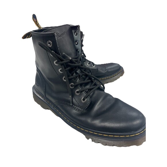 Dr Martens Awley Combat Biker Ankle Boots Mens 13 M Black Leather High EUC